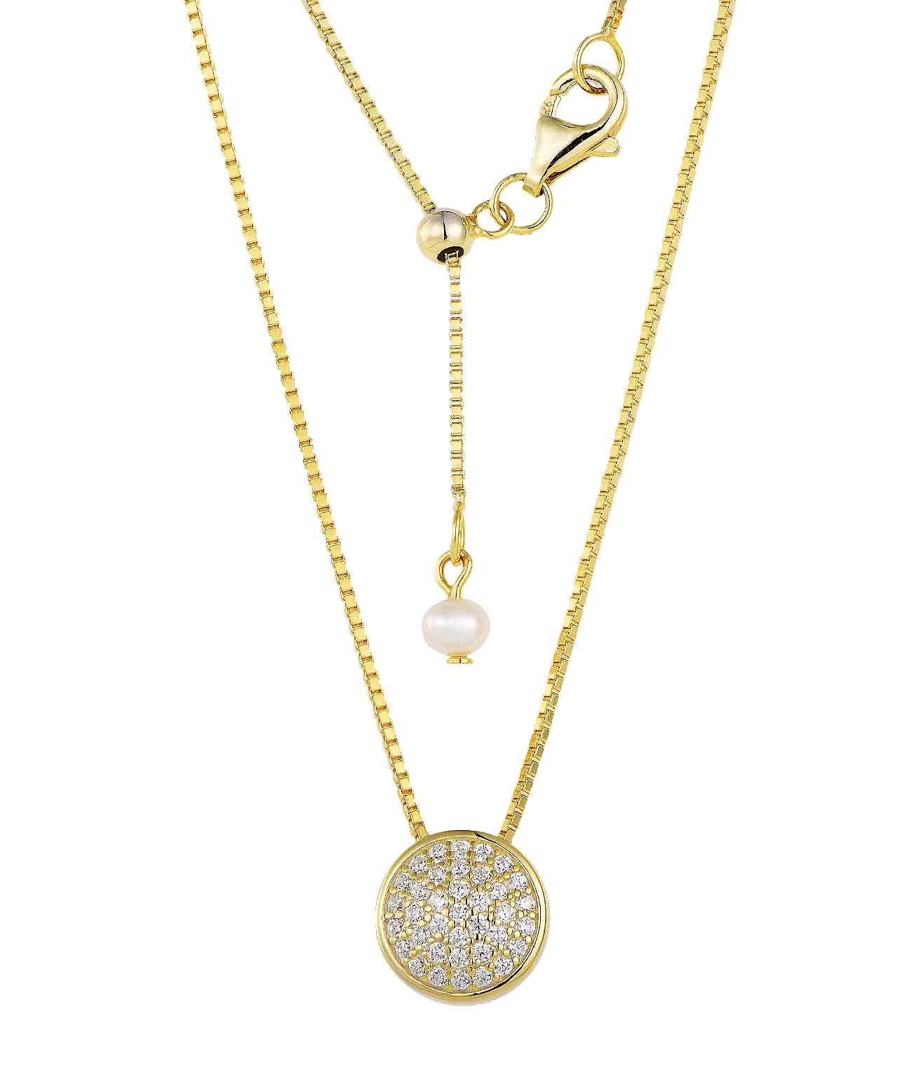 Collier aus 925 Sterlingsilber vergoldet mit funkelndem Zirkonia-Besatz – Bild 1